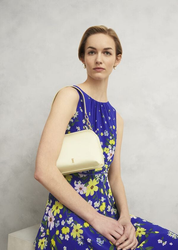 Hobbs Milan Satin Clutch Bag Pale Yellow