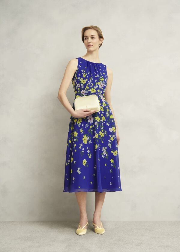 Hobbs Milan Satin Clutch Bag Pale Yellow