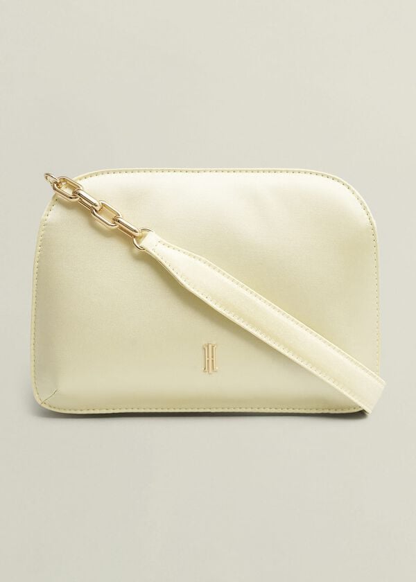hobbs Milan Satin Clutch Bag Pale Yellow