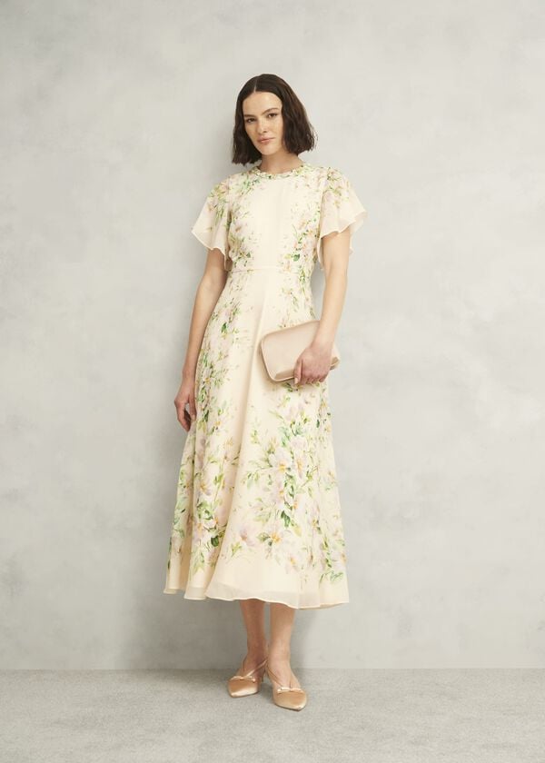 Hobbs Milan Satin Clutch Bag Warm Taupe