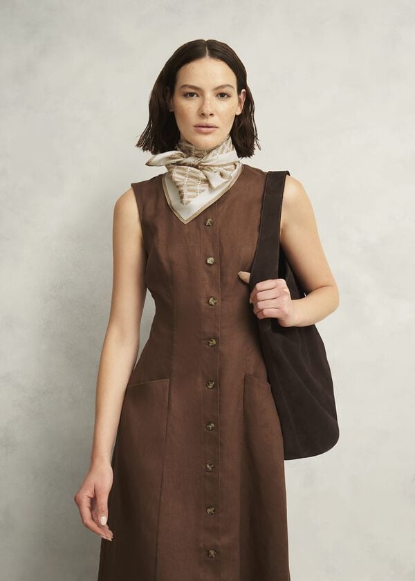 Hobbs Milena Silk Scarf Cream Camel