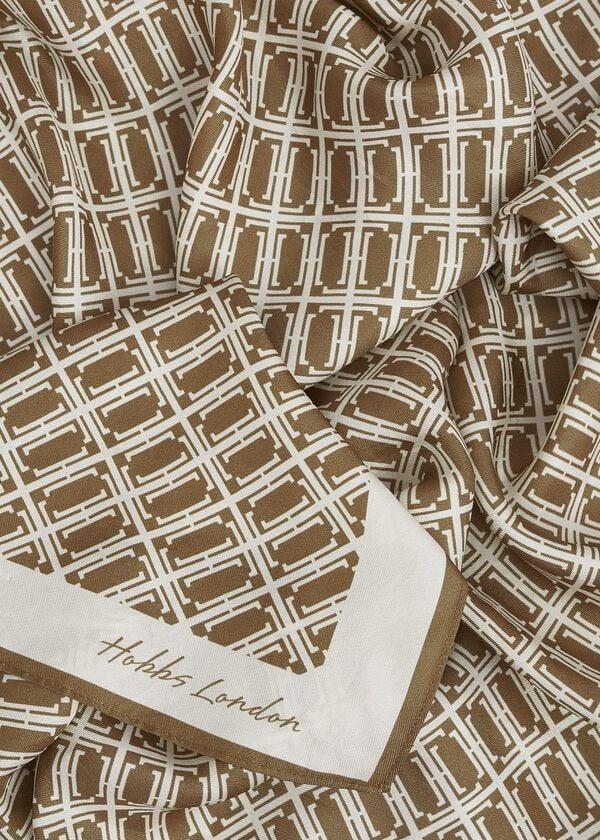 Hobbs Milena Silk Scarf Cream Camel