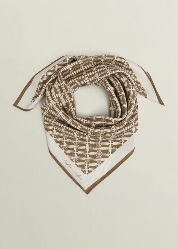hobbs Milena Silk Scarf Cream Camel