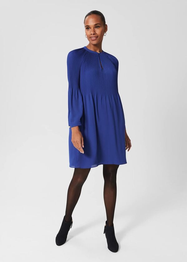 hobbs Mimi Pleat Dress Cobalt Blue