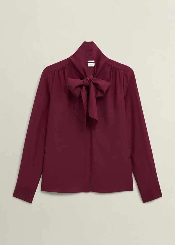 Hobbs Mimi Silk Blouse Beryl Red