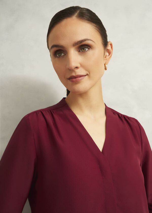 Hobbs Mimi Silk Blouse Beryl Red