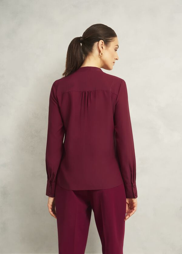 Hobbs Mimi Silk Blouse Beryl Red