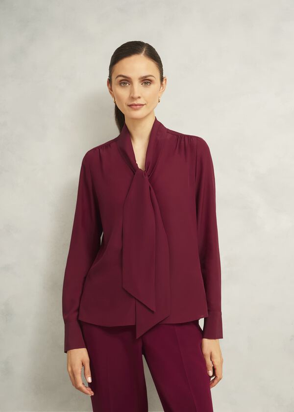 hobbs Mimi Silk Blouse Beryl Red