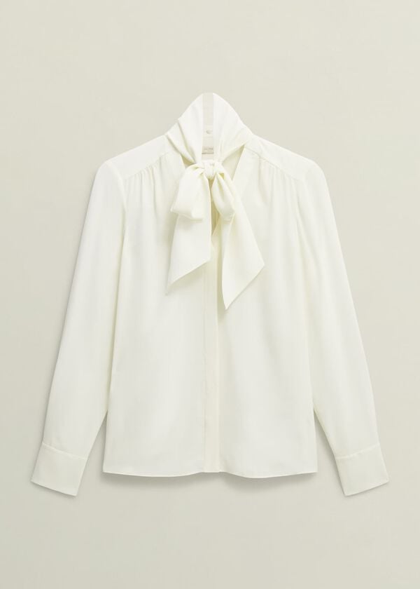 Hobbs Mimi Silk Blouse Ivory