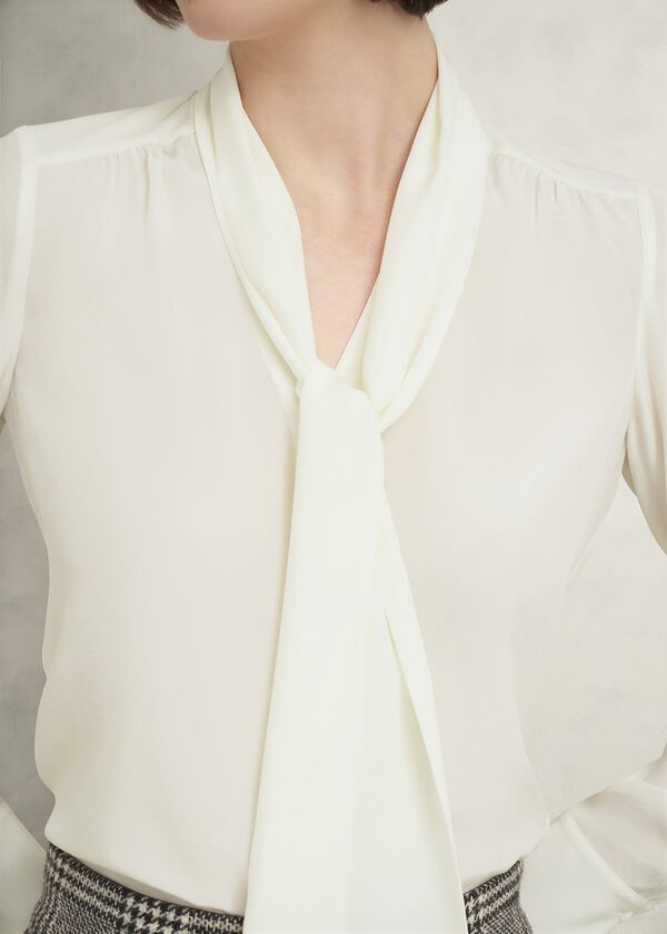 Hobbs Mimi Silk Blouse Ivory
