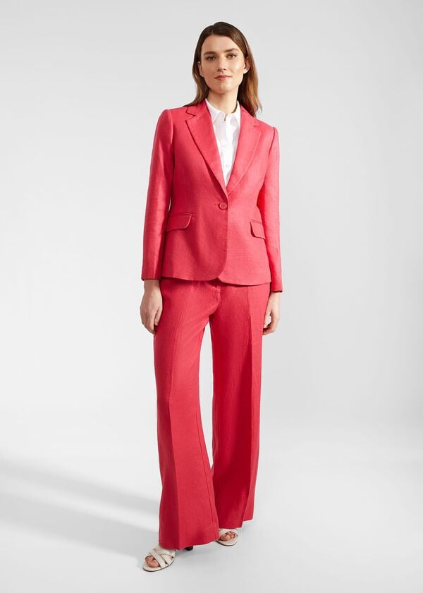 hobbs Mirabel Linen Jacket Raspberry Pink