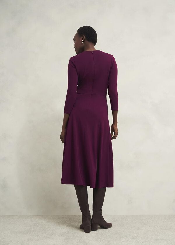 Hobbs Mirabel Ponte Dress Warm Plum
