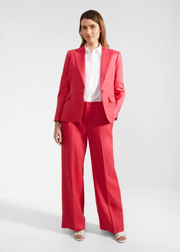 hobbs Mirabel Wide Linen Trousers Raspberry Pink