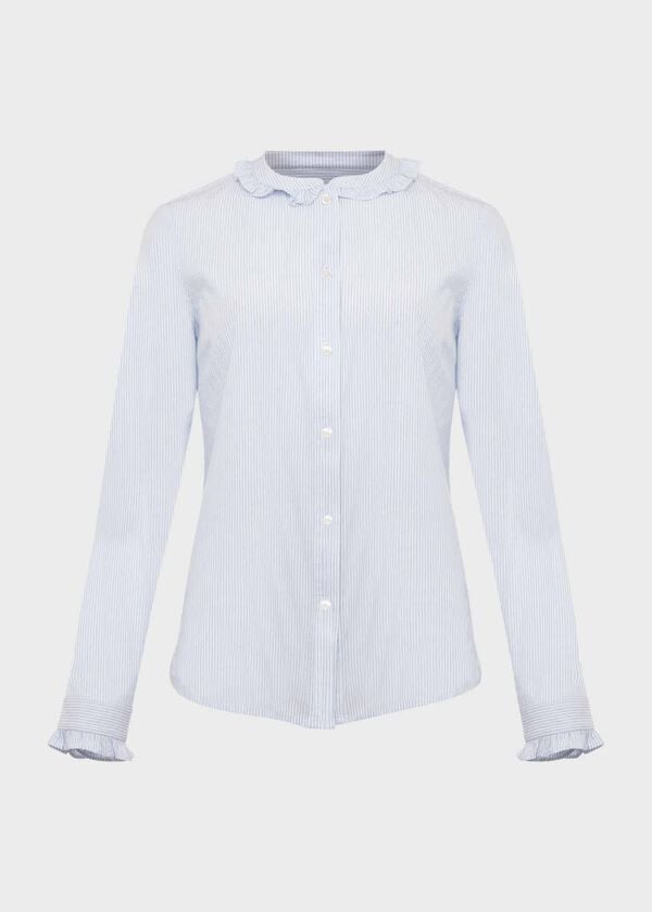 Hobbs Miri Stripe Blouse Blue Ivory