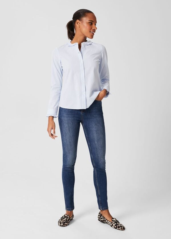 Hobbs Miri Stripe Blouse Blue Ivory