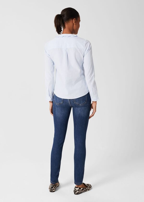 Hobbs Miri Stripe Blouse Blue Ivory
