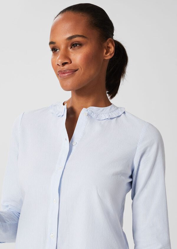 hobbs Miri Stripe Blouse Blue Ivory