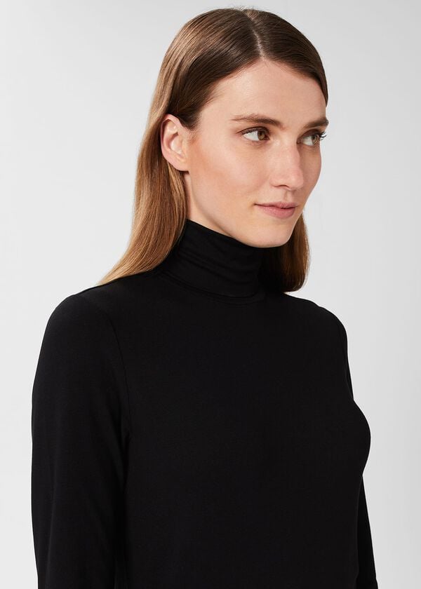 Hobbs Mischa Roll Neck Top Black