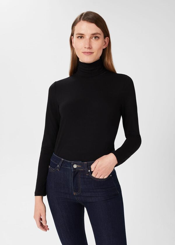 hobbs Mischa Roll Neck Top Black
