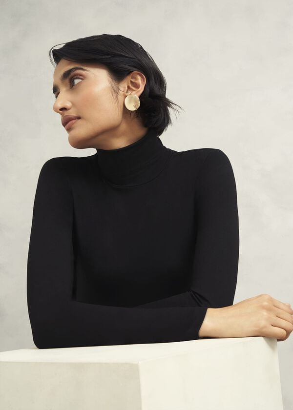 Hobbs Mischa Roll Neck Top Hobbs Black