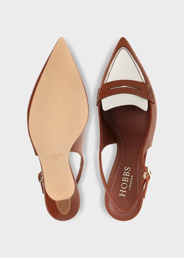 Hobbs Mischa Sling Back Tan Ivory
