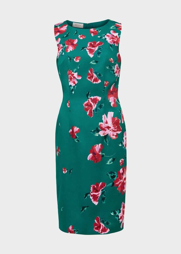 Hobbs Moira Floral Shift Dress Green Multi