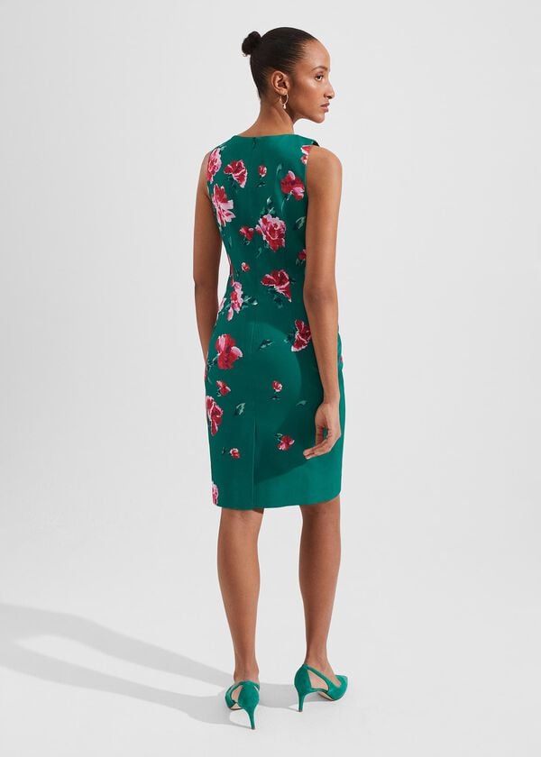 Hobbs Moira Floral Shift Dress Green Multi