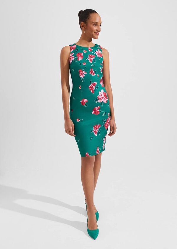 hobbs Moira Floral Shift Dress Green Multi