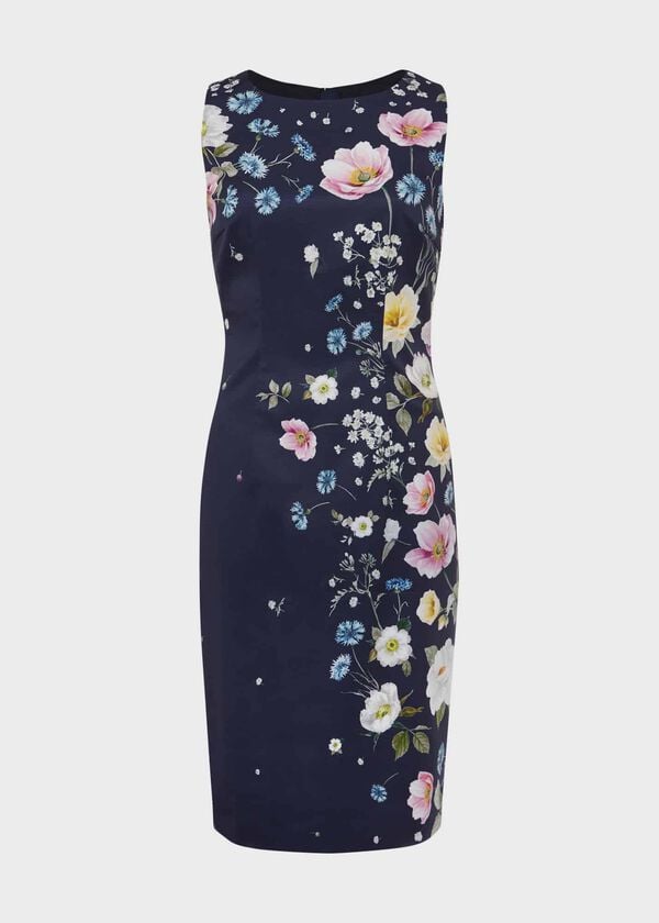 Hobbs Moira Floral Shift Dress Navy Blue Multi