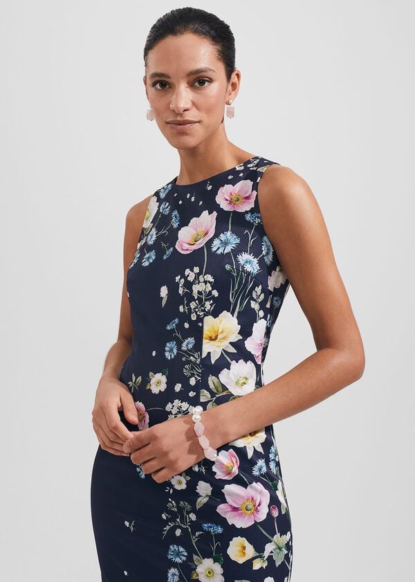 Hobbs Moira Floral Shift Dress Navy Blue Multi