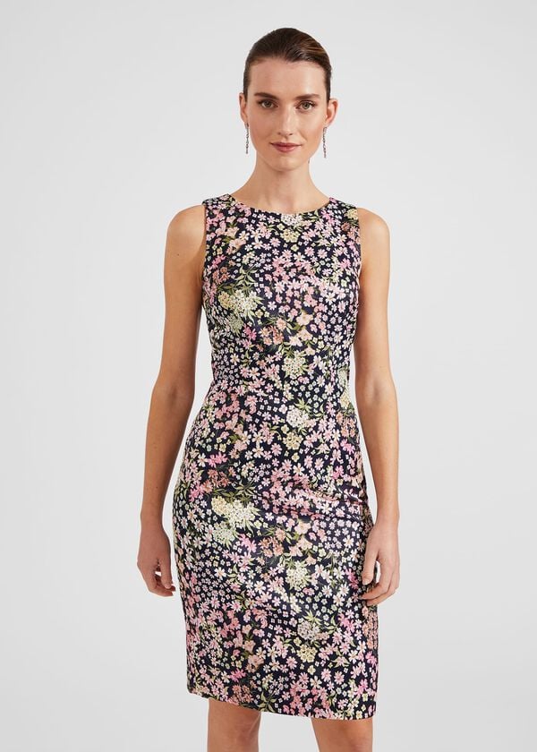 Hobbs Moira Floral Shift Dress Navy Multi