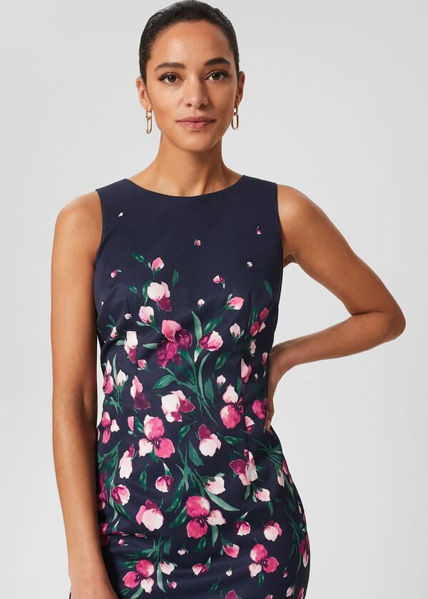 Hobbs Moira Floral Shift Dress Navy Multi