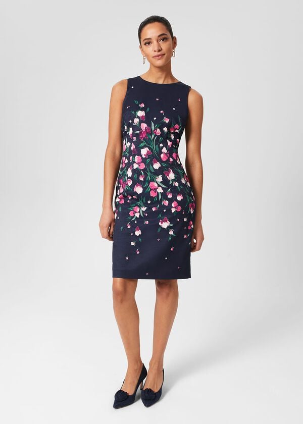 hobbs Moira Floral Shift Dress Navy Multi