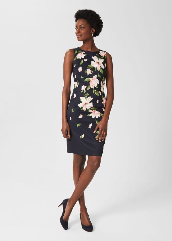 hobbs Moira Floral Shift Dress Navy Multi