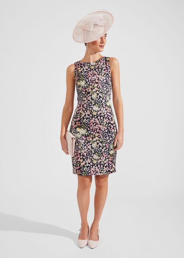 hobbs Moira Floral Shift Dress Navy Multi