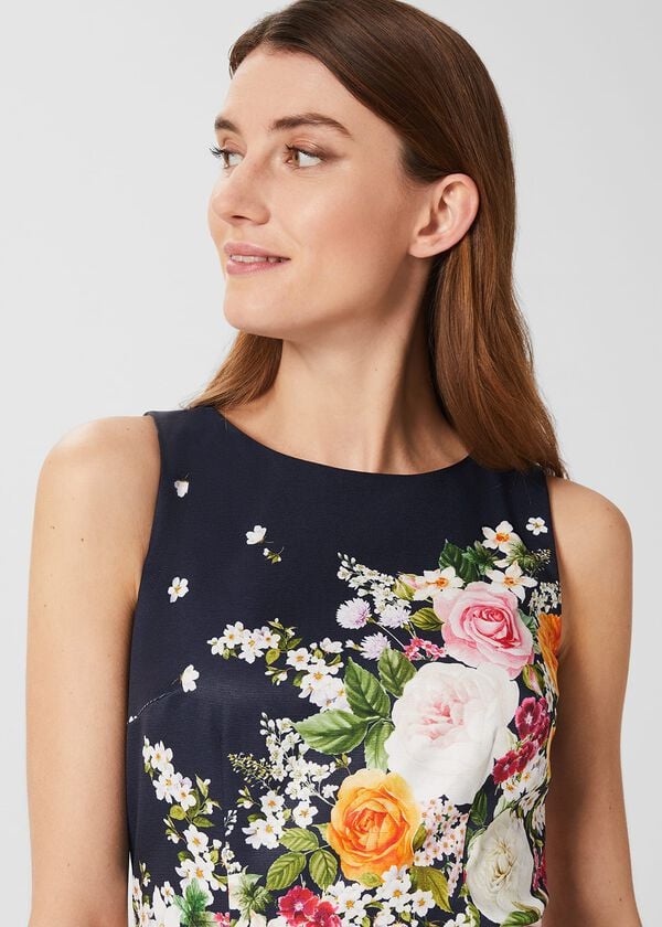 Hobbs Moira Floral Shift Dress Navy Pink