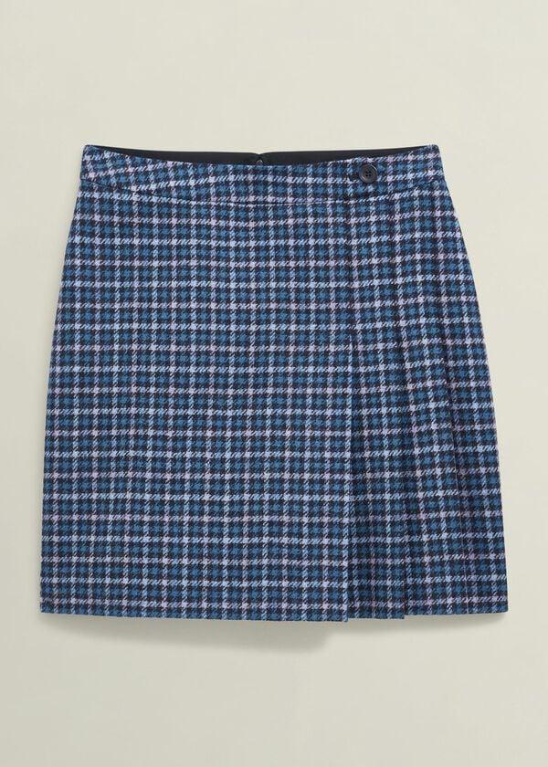 Hobbs Molly Wool Kilt Skirt Blue Multi