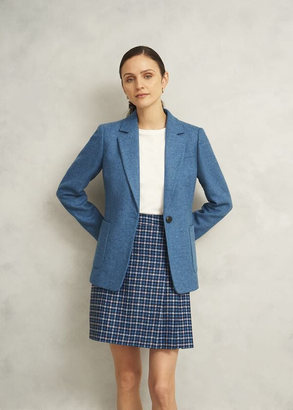 hobbs Molly Wool Kilt Skirt Blue Multi
