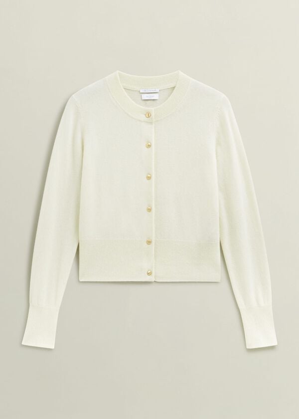 Hobbs Monica Cashmere Cardigan Warm Ivory