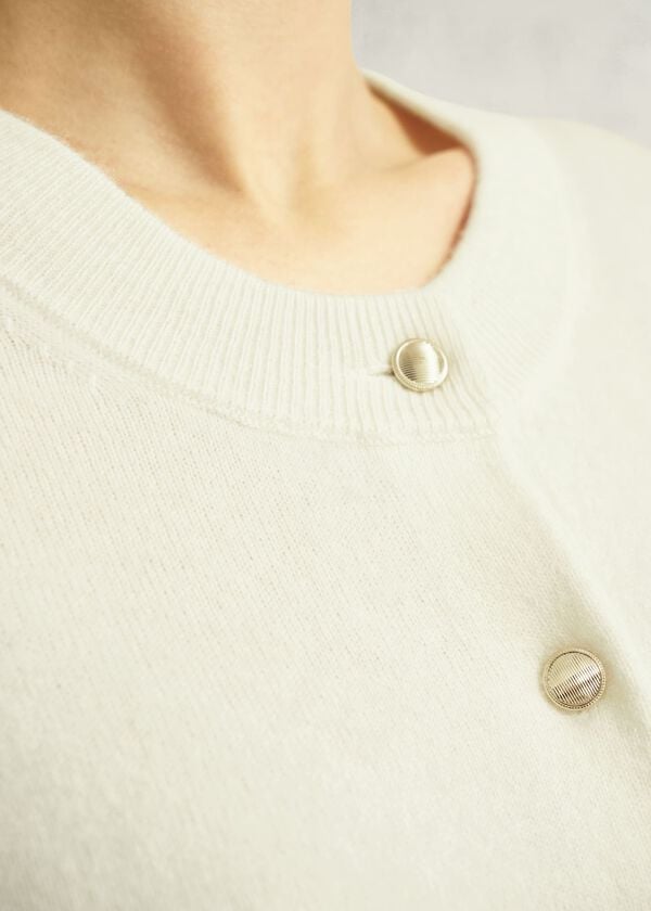 Hobbs Monica Cashmere Cardigan Warm Ivory