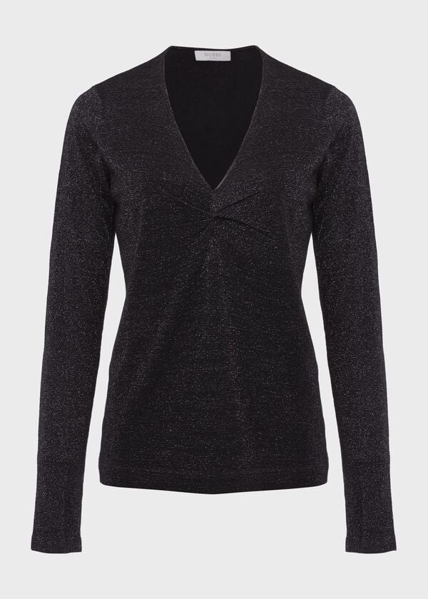 Hobbs Myla Sparkle Jumper Black Silver