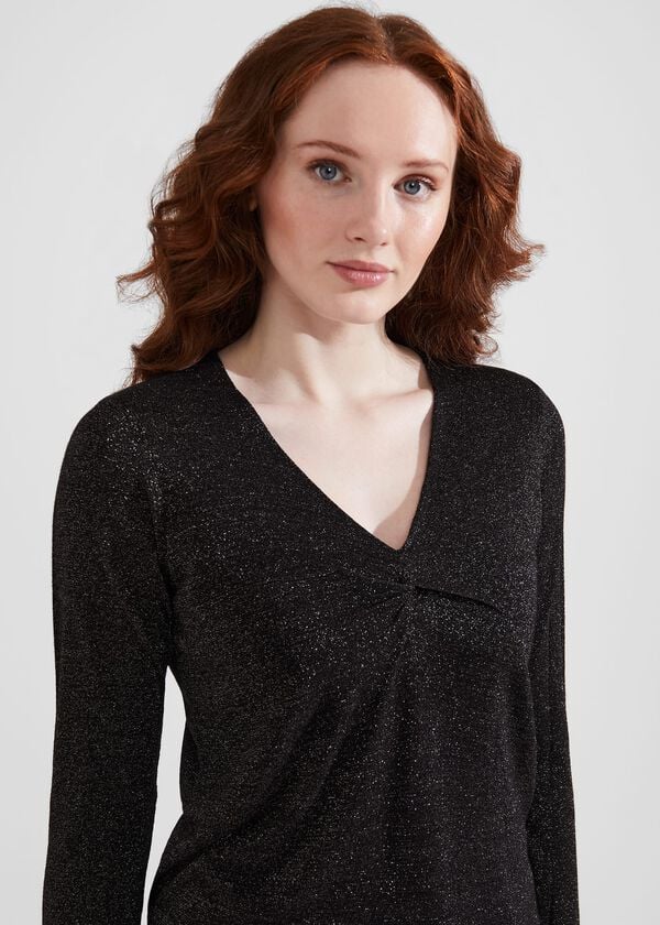 Hobbs Myla Sparkle Jumper Black Silver