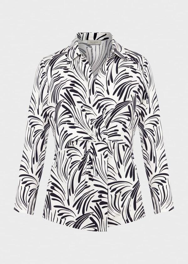 Hobbs Nadia Printed Wrap Top Ivory Navy