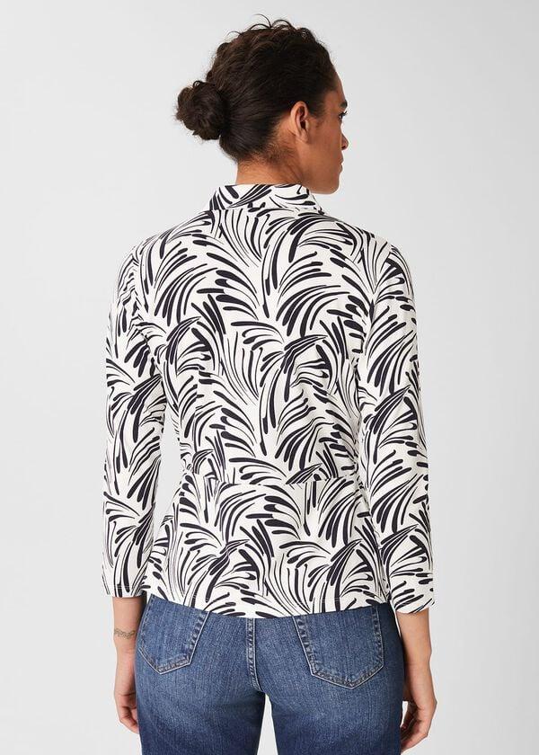 Hobbs Nadia Printed Wrap Top Ivory Navy