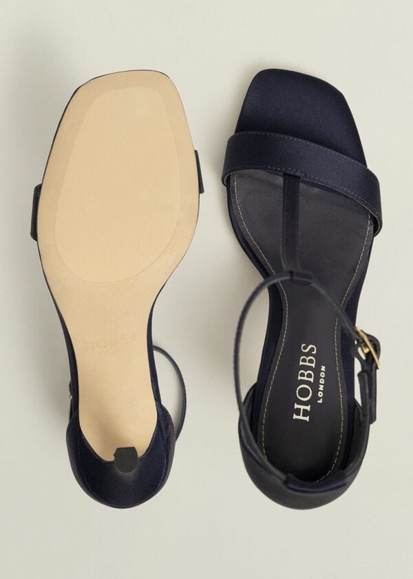 Hobbs Nadia T-Bar Satin Sandals Midnight