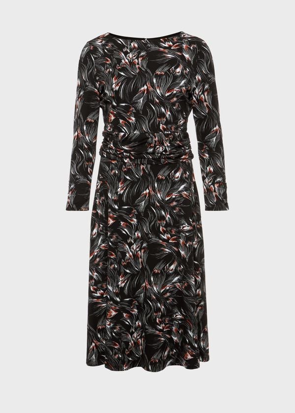 Hobbs Nala Jersey Dress Black Multi