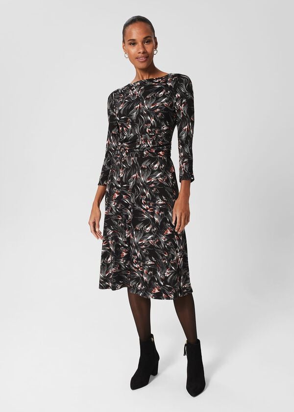 Hobbs Nala Jersey Dress Black Multi
