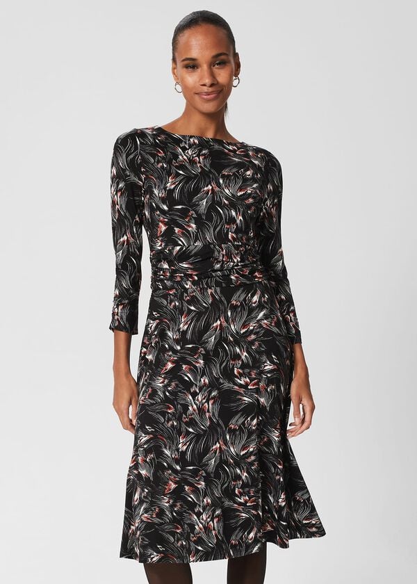 hobbs Nala Jersey Dress Black Multi
