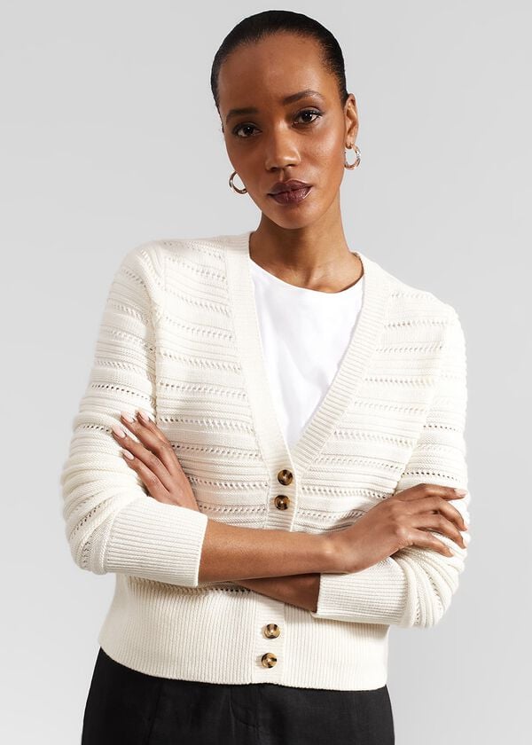 hobbs Naomi Cotton Cardigan Ivory