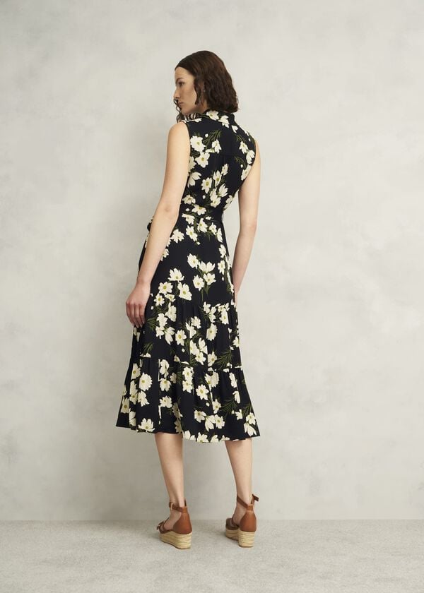 Hobbs Navy Floral Thea Midi Dress Navy Multi